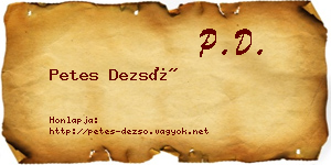 Petes Dezső névjegykártya